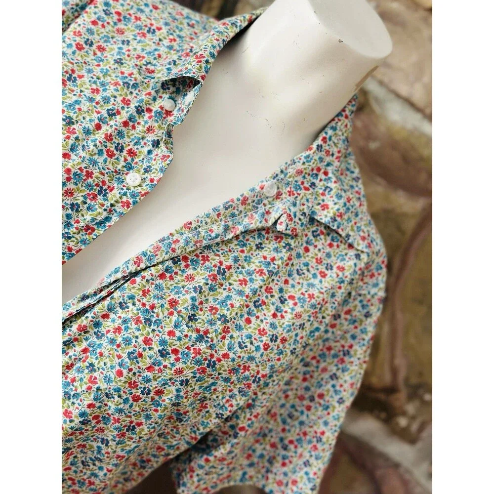 J. Crew Button-Down Shirt Size S Mini Floral 100% Cotton light ‎ Weight Soft